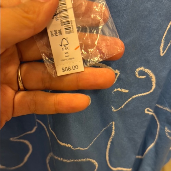 Madewell Blue and White Puff Sleeve Crop Blouse - Picture 4 of 4